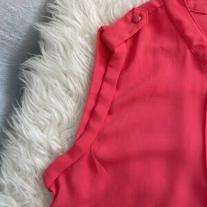 Amanda green coral button up short sleeve blouse size XL!